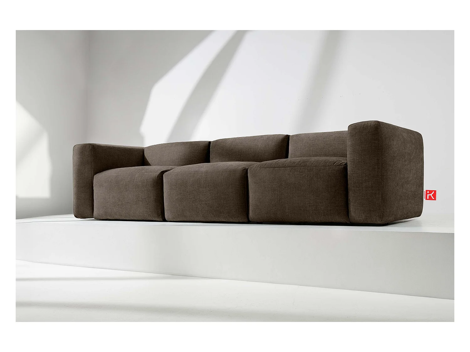 Canapé 3 places avec assise extrêmement moelleuse et confortable - marron - BUFFO