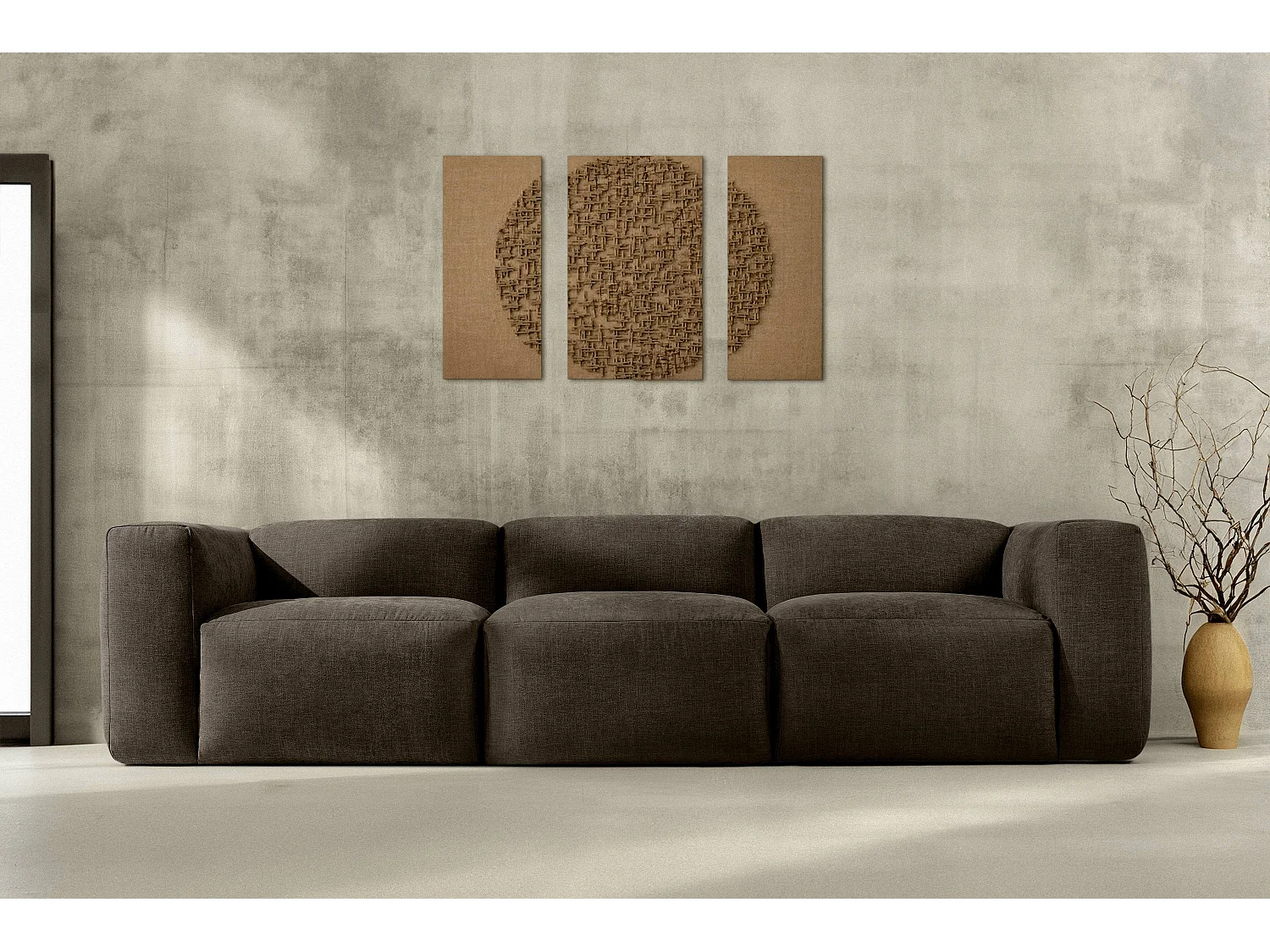 Sofa 3 Sitzer mit extrem weicher und bequemer Sitz - braun - BUFFO