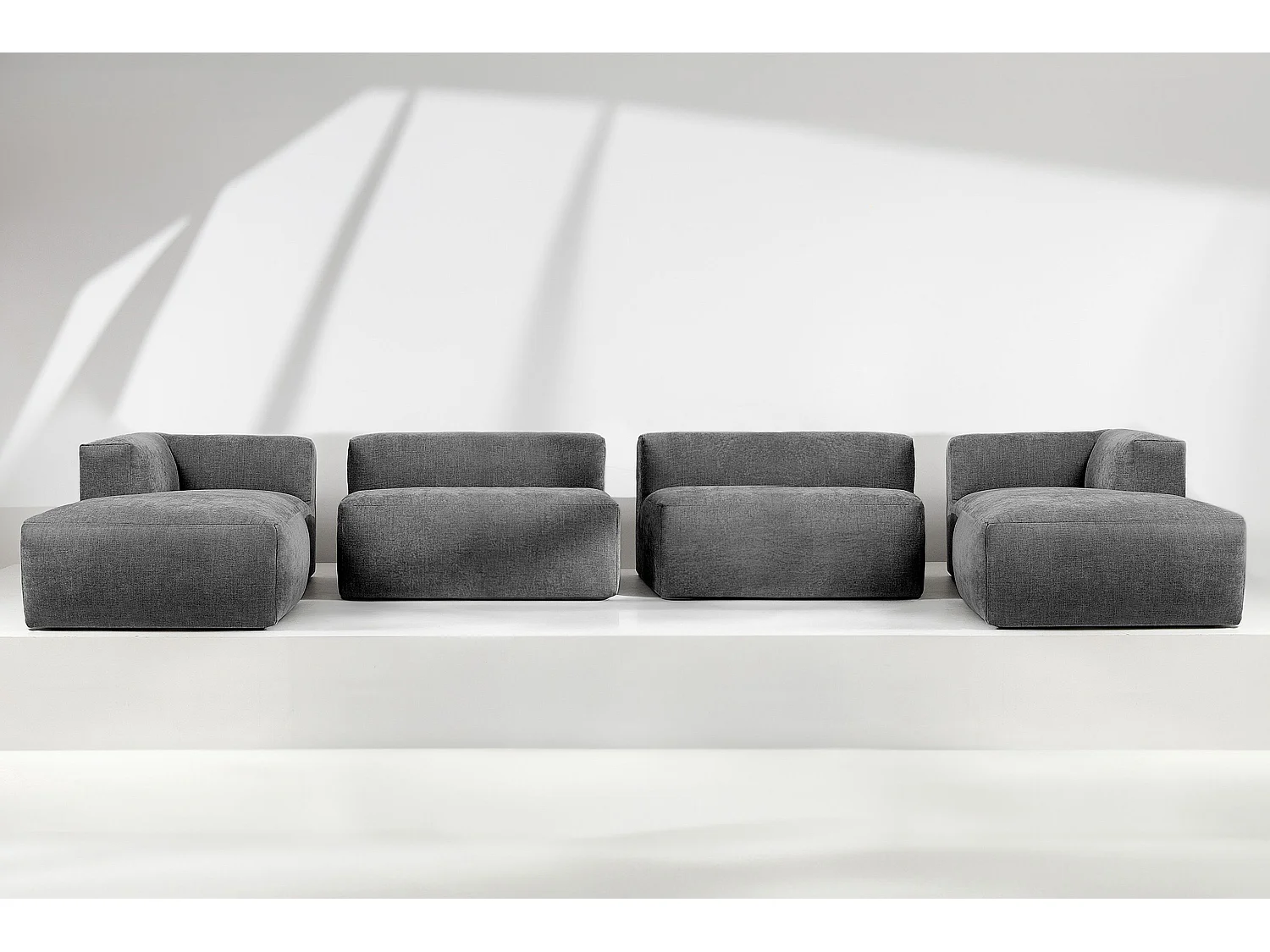 7/8 Sitzer Panorama-Ecksofa mit extrem weicher und bequemer Sitz - grau - BUFFO