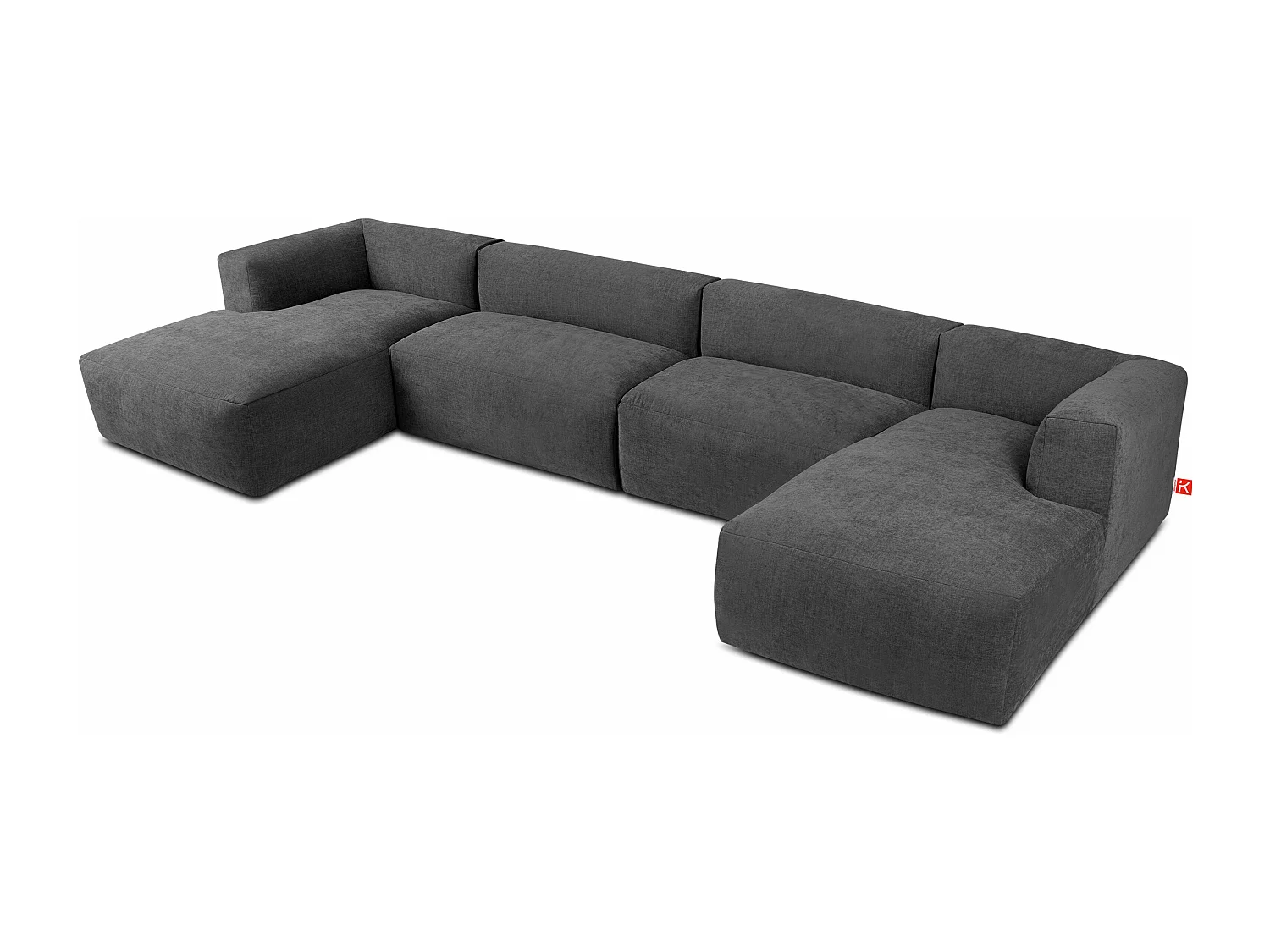 7/8 Sitzer Panorama-Ecksofa mit extrem weicher und bequemer Sitz - grau - BUFFO