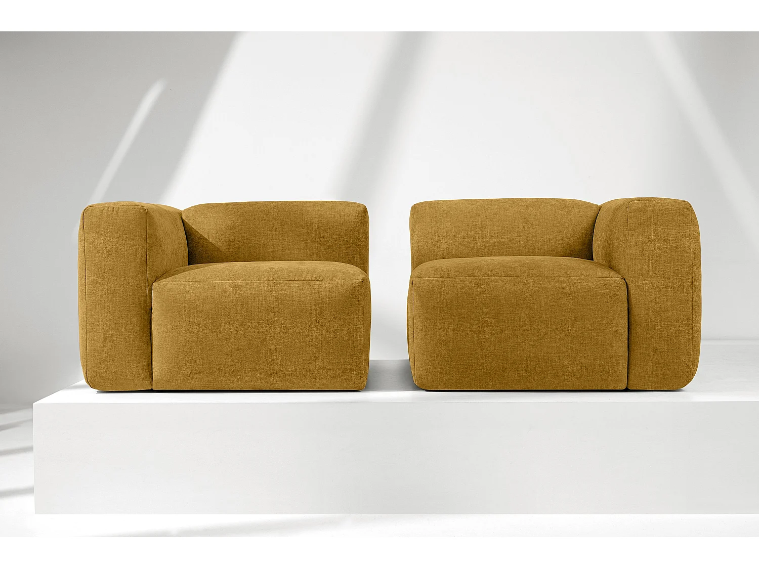 Canapé 2 places avec assise extrêmement moelleuse et confortable - jaune - BUFFO