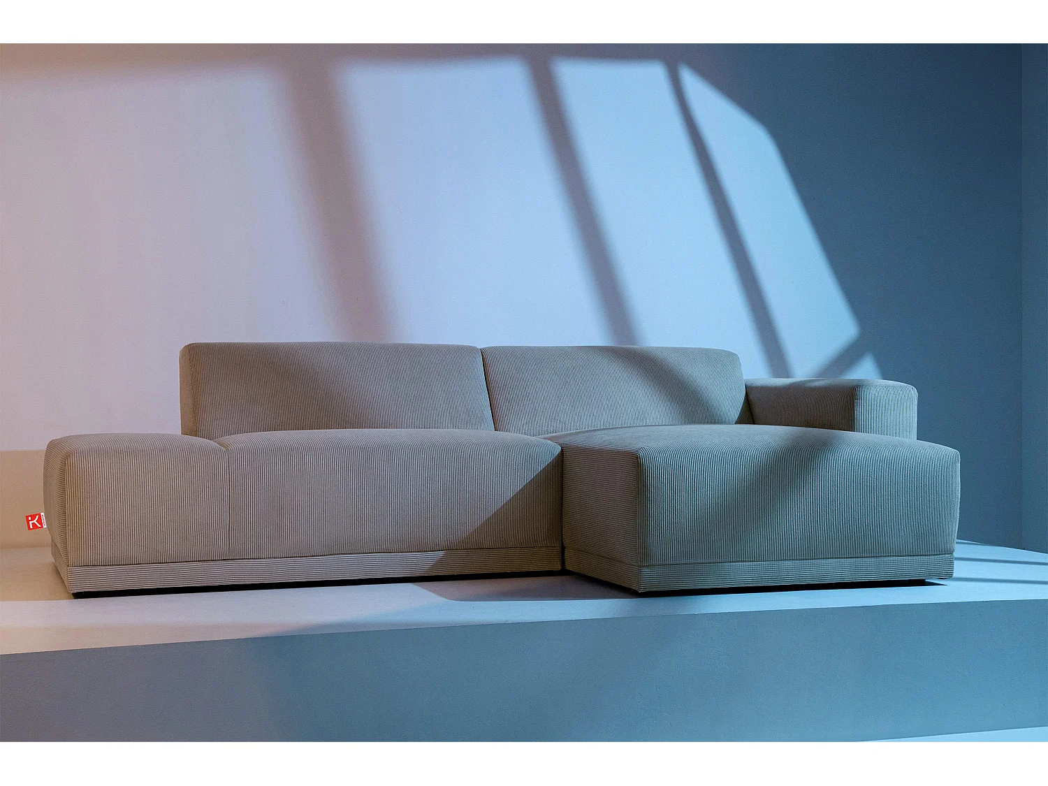 Ecksofa Rechts in moderner Optik mit hochwertigem Kaltschaum  - beige - MUDI