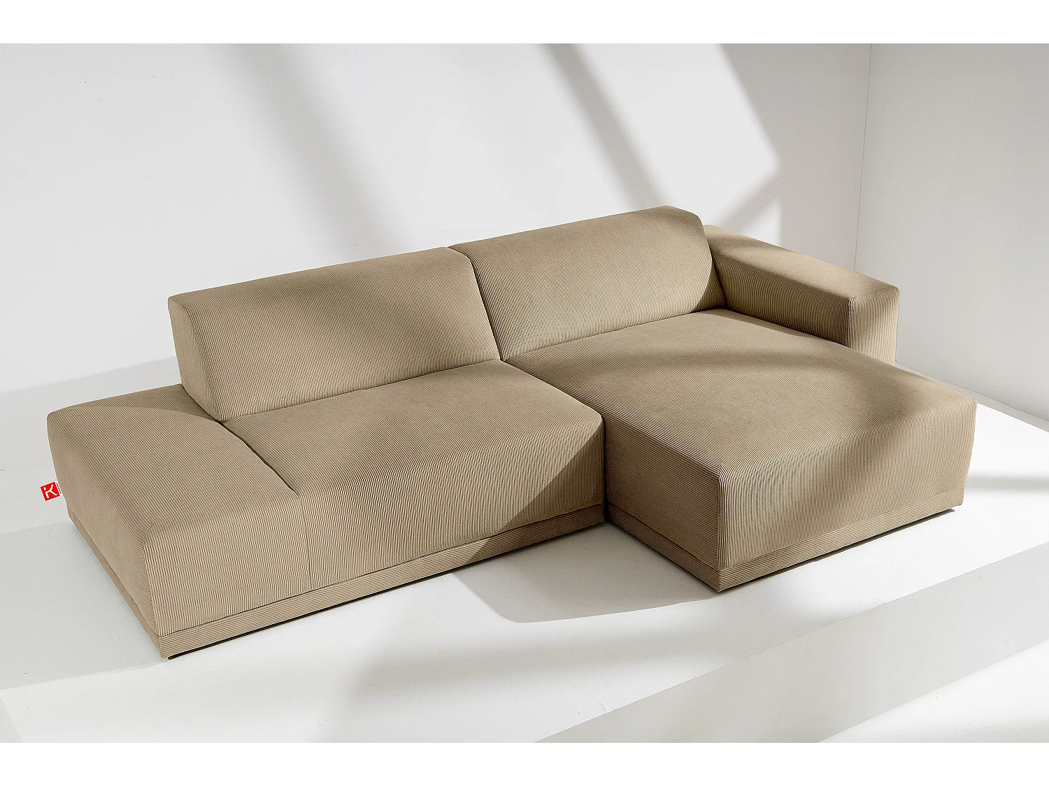 Ecksofa Rechts in moderner Optik mit hochwertigem Kaltschaum  - beige - MUDI