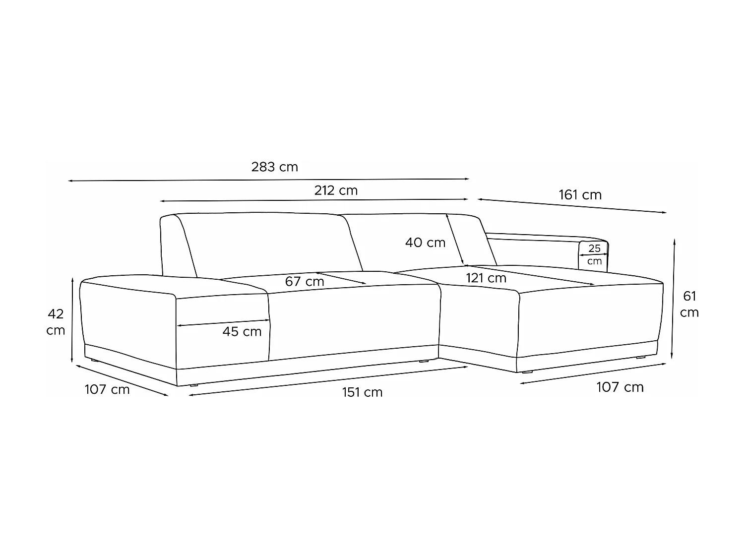 Ecksofa Rechts in moderner Optik mit hochwertigem Kaltschaum  - beige - MUDI