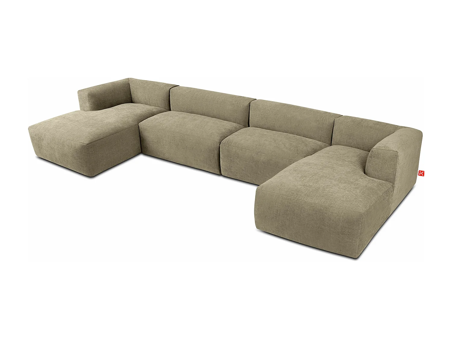7/8 Sitzer Panorama-Ecksofa mit extrem weicher und bequemer Sitz - gelb - BUFFO