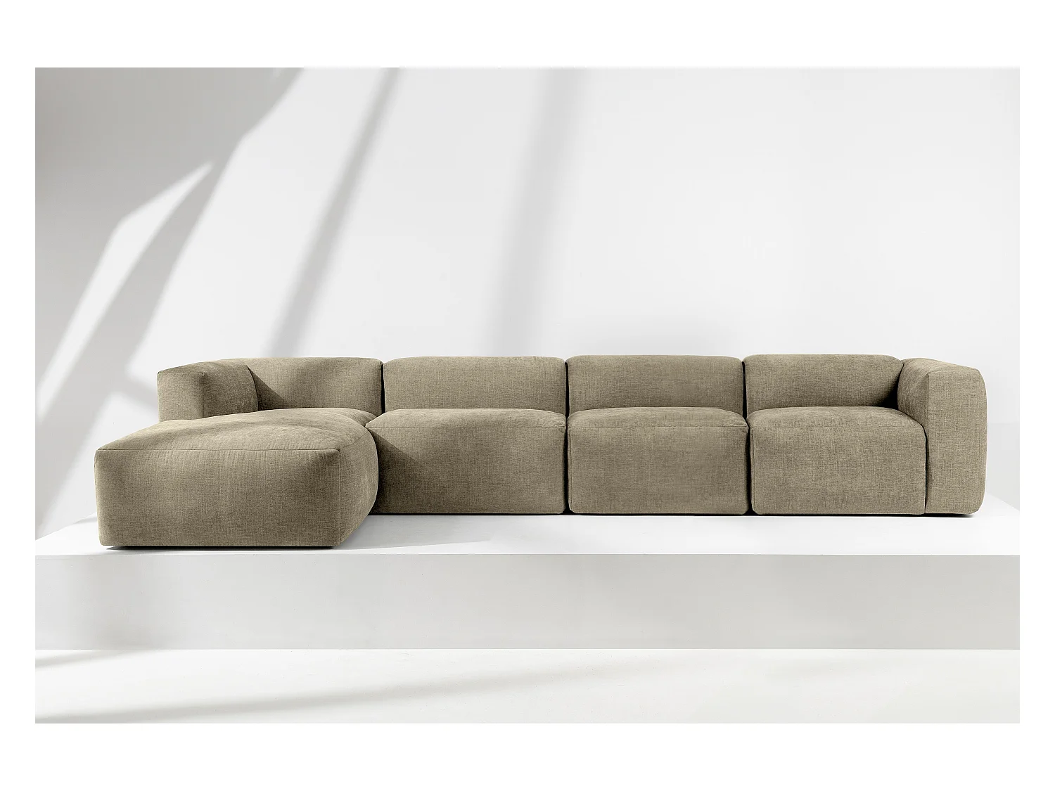 Ecksofa Links 6-Sitzer mit extrem weicher und bequemer Sitz - gelb - BUFFO
