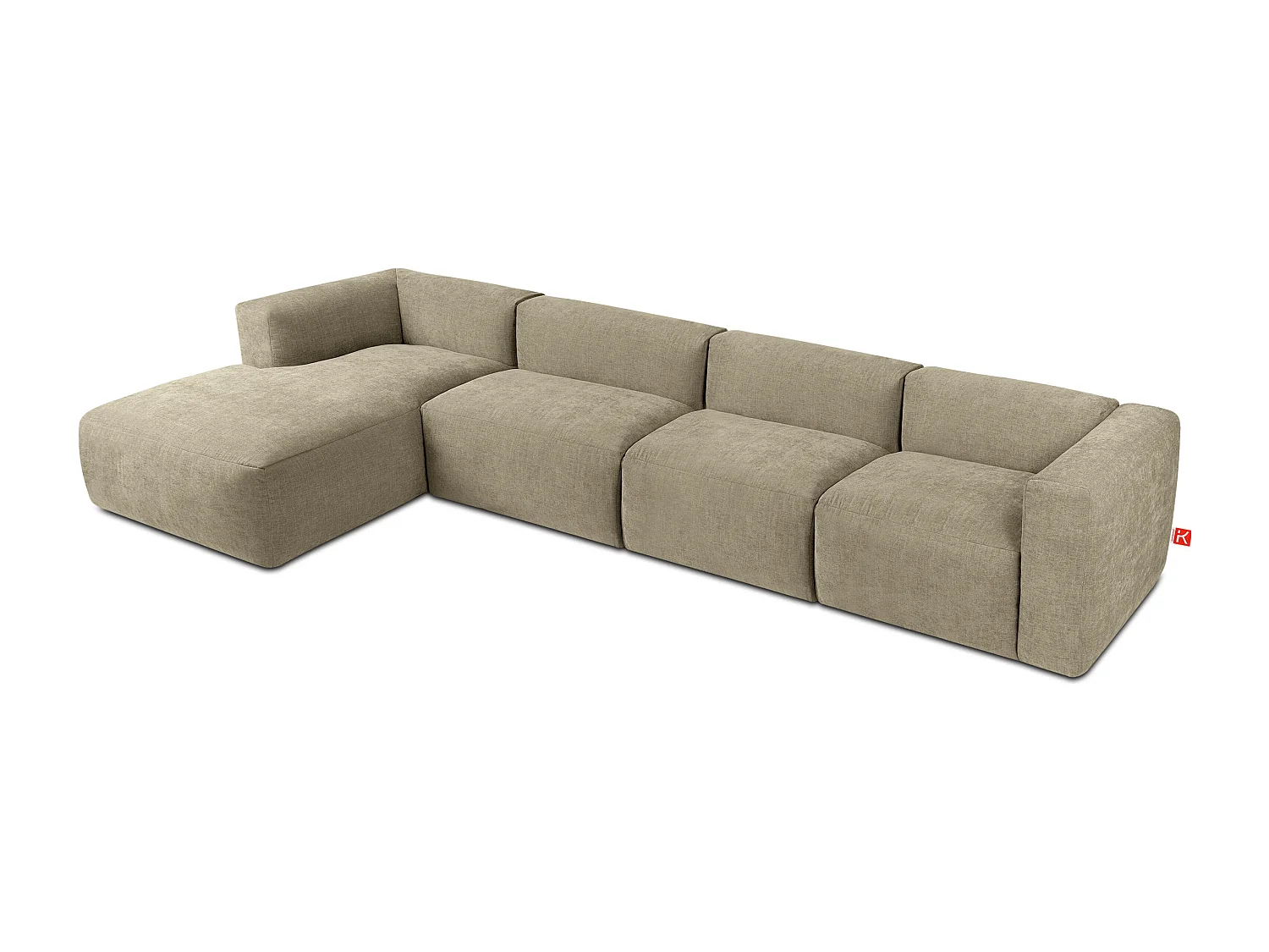 Ecksofa Links 6-Sitzer mit extrem weicher und bequemer Sitz - gelb - BUFFO