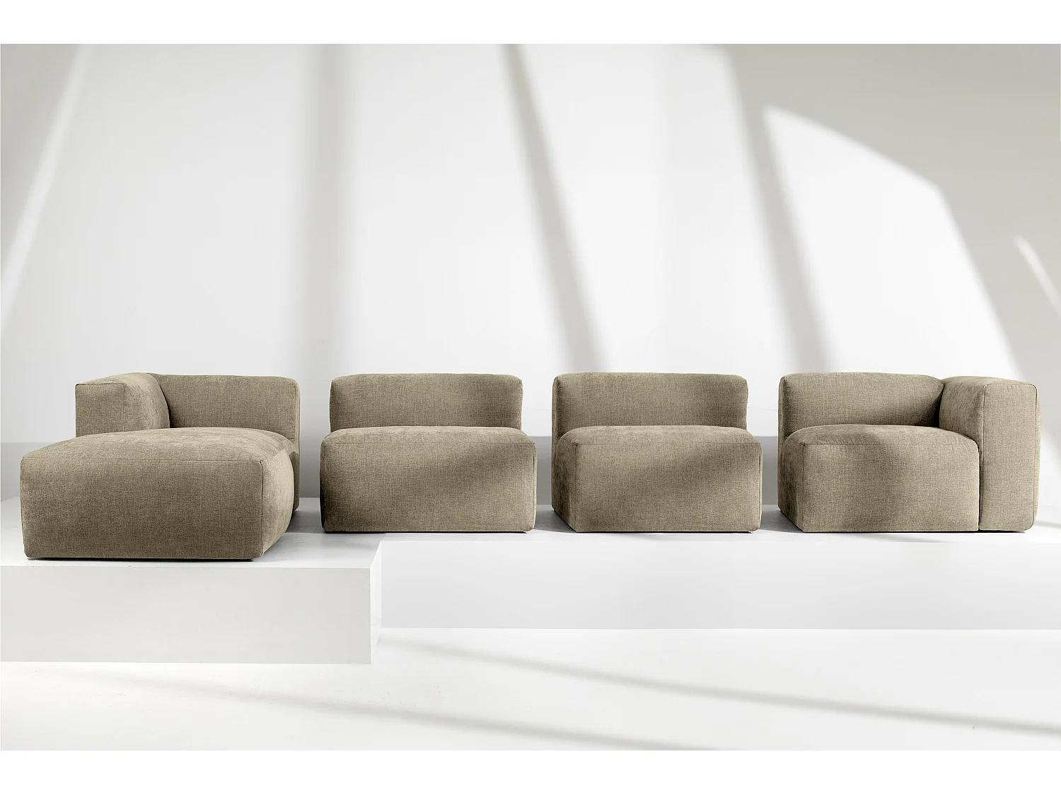 Ecksofa Links 6-Sitzer mit extrem weicher und bequemer Sitz - gelb - BUFFO