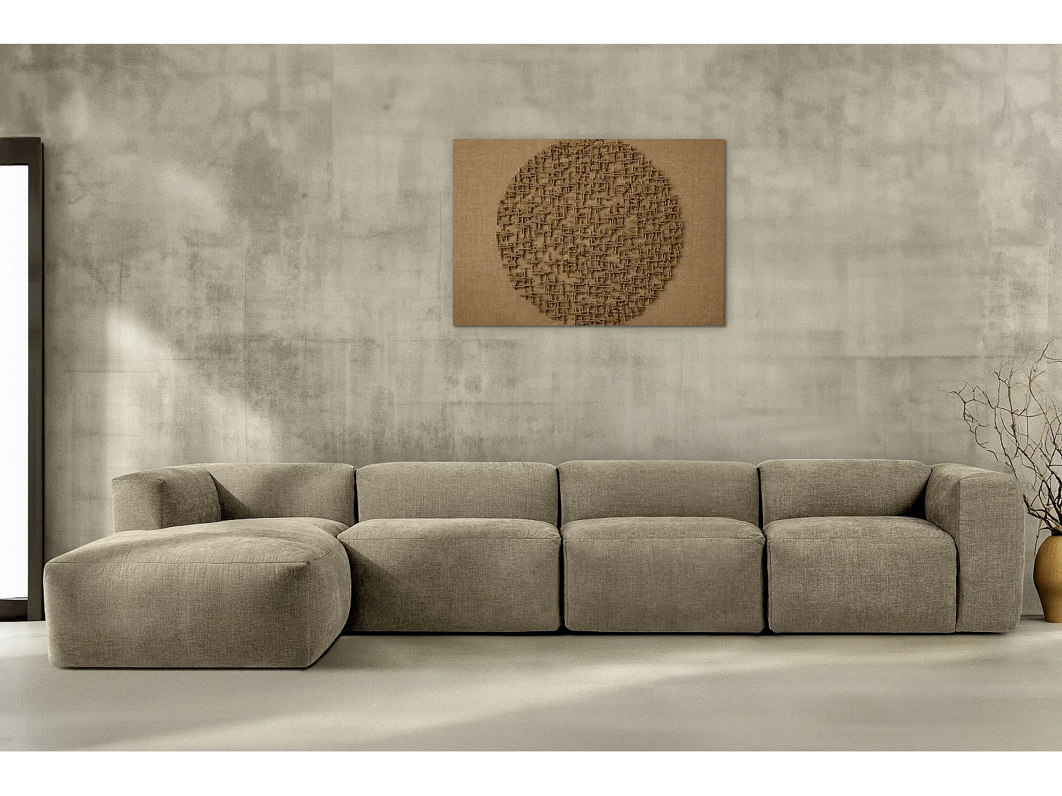 Ecksofa Links 6-Sitzer mit extrem weicher und bequemer Sitz - gelb - BUFFO