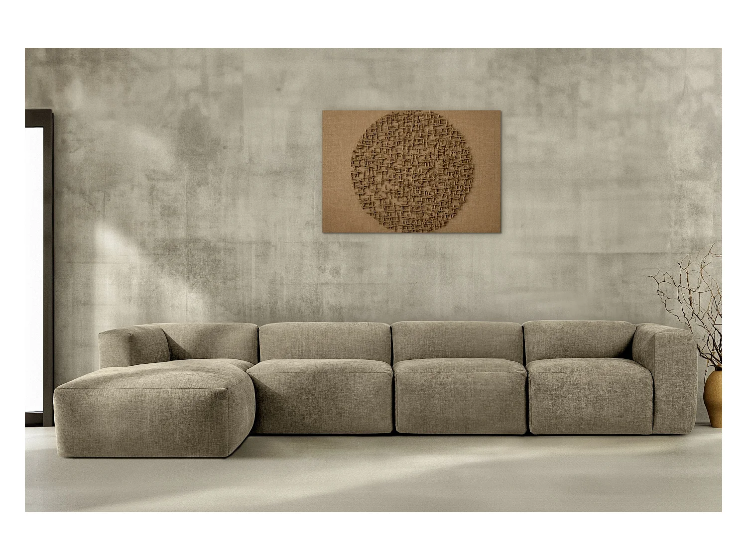 Ecksofa Links 6-Sitzer mit extrem weicher und bequemer Sitz - gelb - BUFFO