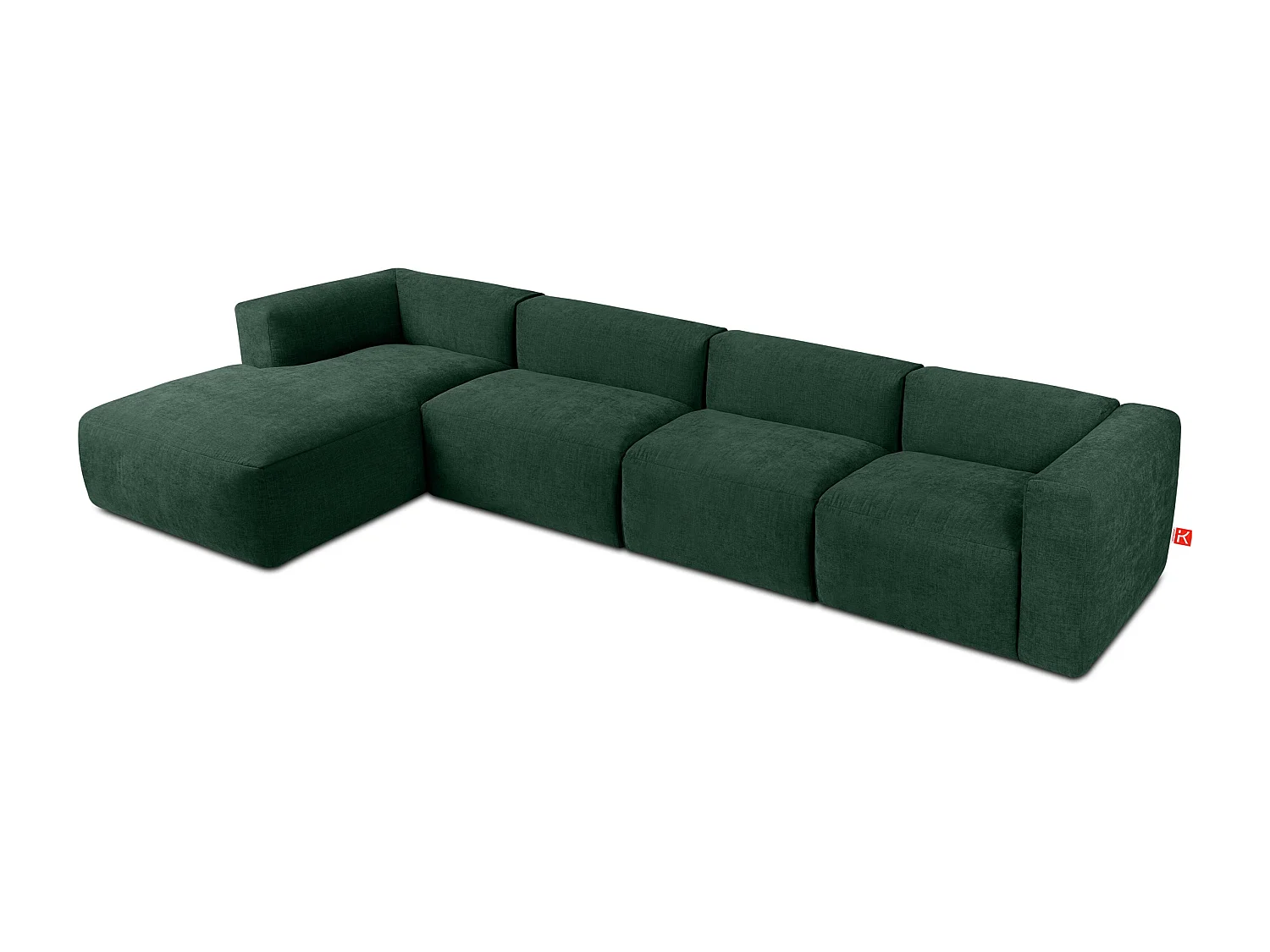 Ecksofa Links 6-Sitzer mit extrem weicher und bequemer Sitz - grün - BUFFO