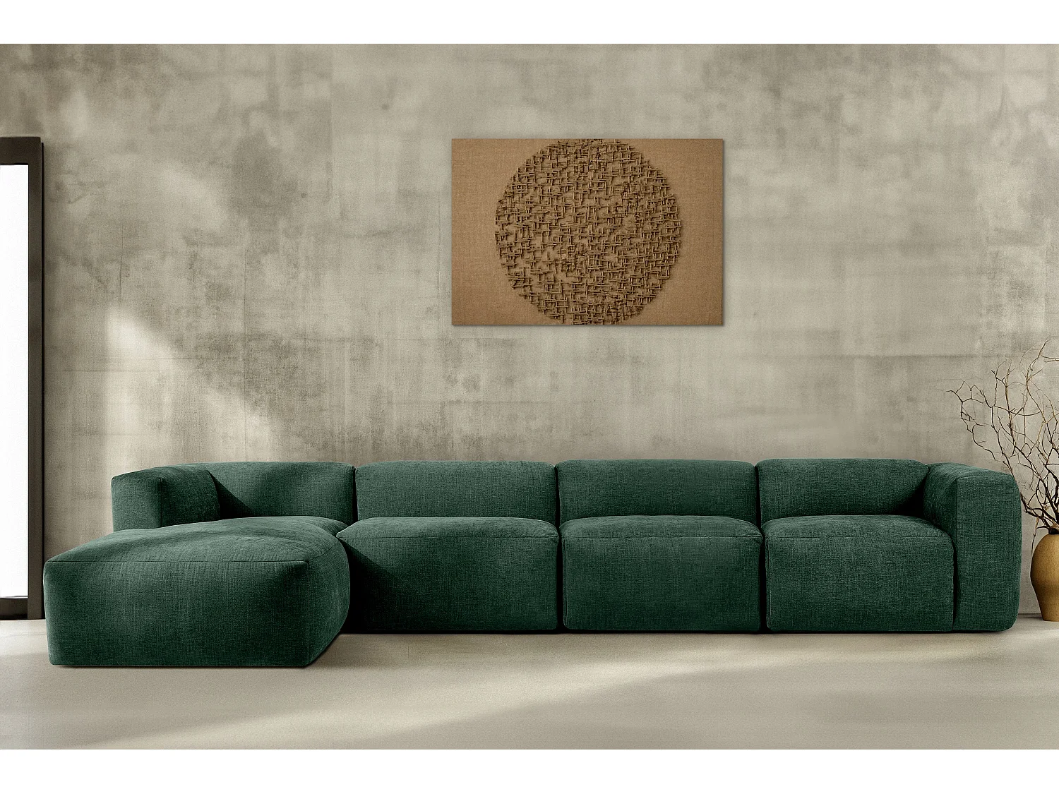 Ecksofa Links 6-Sitzer mit extrem weicher und bequemer Sitz - grün - BUFFO