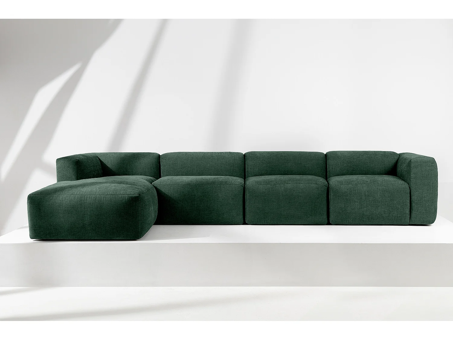 Ecksofa Links 6-Sitzer mit extrem weicher und bequemer Sitz - grün - BUFFO