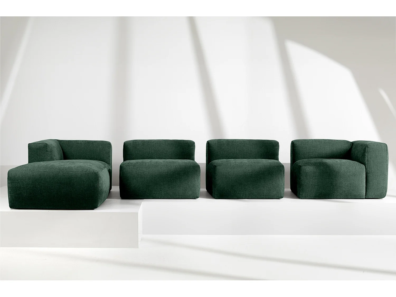 Ecksofa Links 6-Sitzer mit extrem weicher und bequemer Sitz - grün - BUFFO