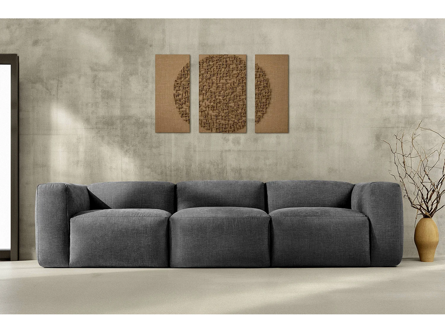 Sofa 3 Sitzer mit extrem weicher und bequemer Sitz - grau - BUFFO