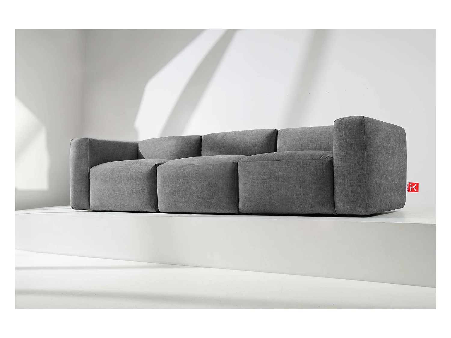 Canapé 3 places avec assise extrêmement moelleuse et confortable - gris - BUFFO