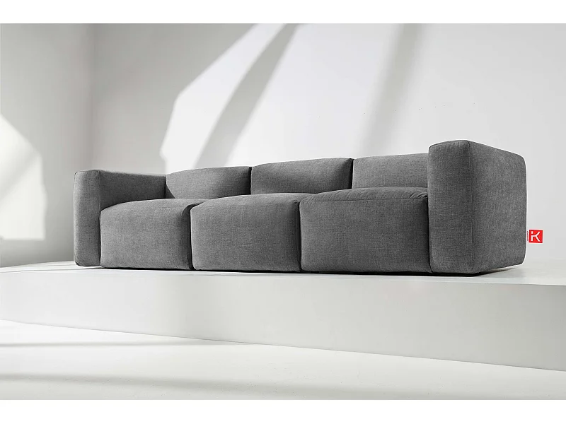 Canapé 3 places avec assise extrêmement moelleuse et confortable - gris - BUFFO