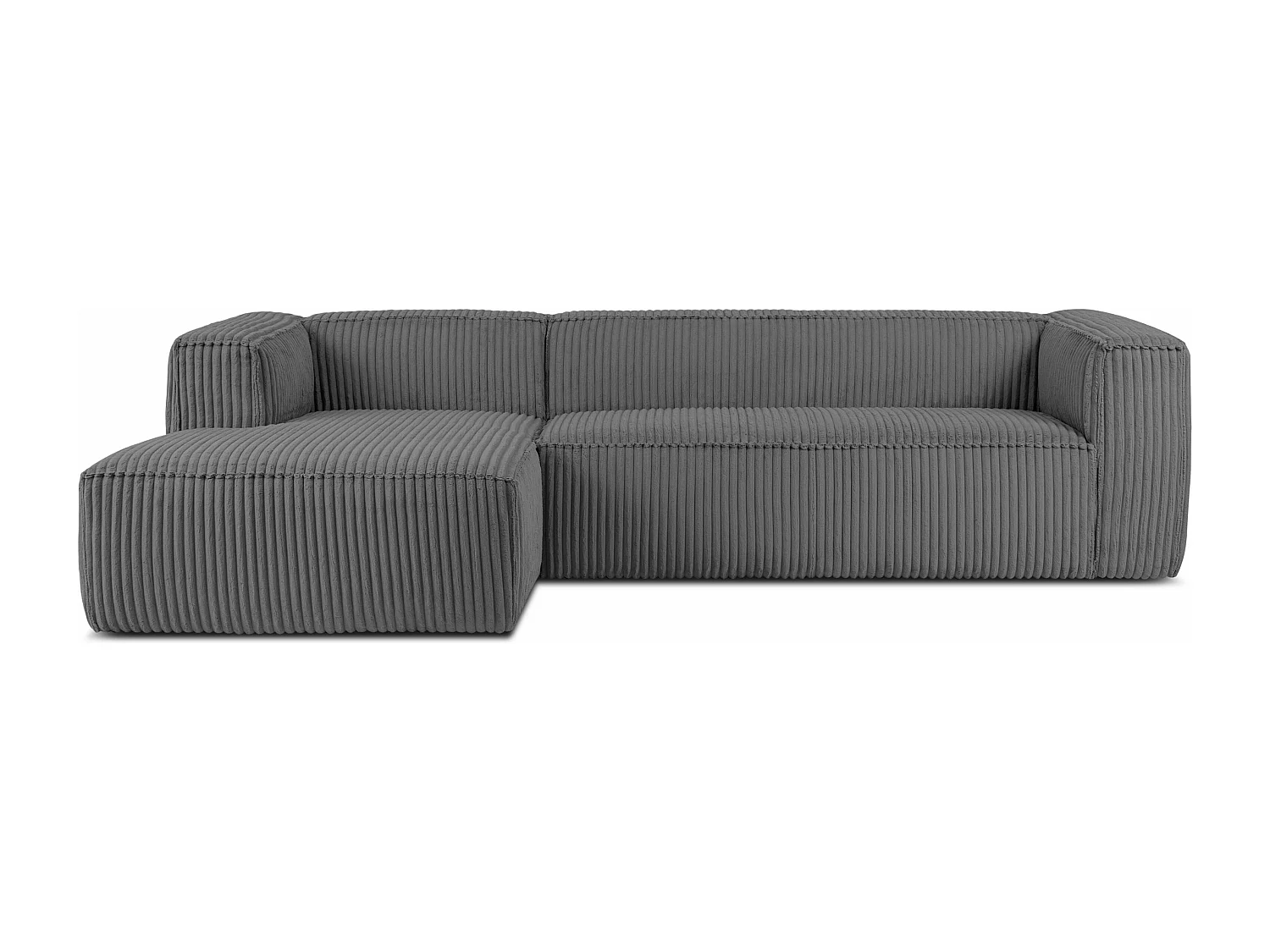 Modernes Ecksofa Links aus breitem Cordstoff - dunkelgrau - FEROX