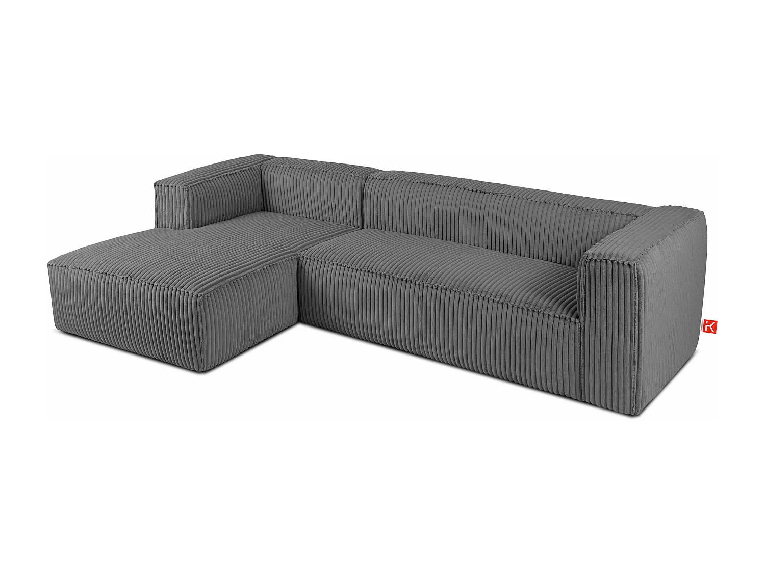 Modernes Ecksofa Links aus breitem Cordstoff - dunkelgrau - FEROX