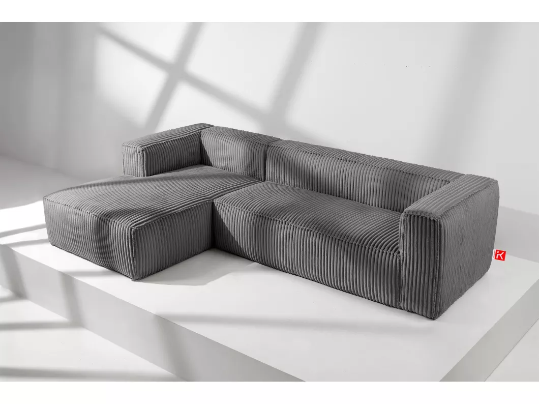 Kauf Unique Modernes Ecksofa Links aus breitem Cordstoff - dunkelgrau - FEROX