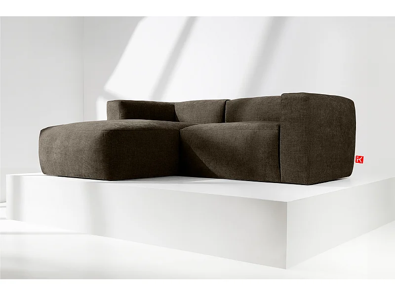 Ecksofa Links 3/4 Sitzer mit extrem weicher und bequemer Sitz - Braun - BUFFO