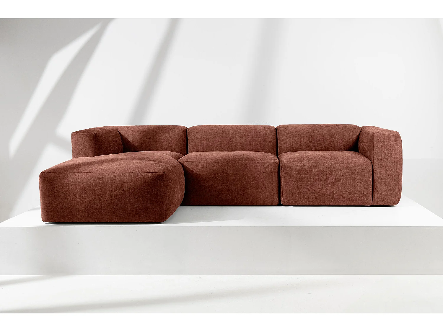 Ecksofa Links mit extrem weicher und bequemer Sitz - orange - BUFFO