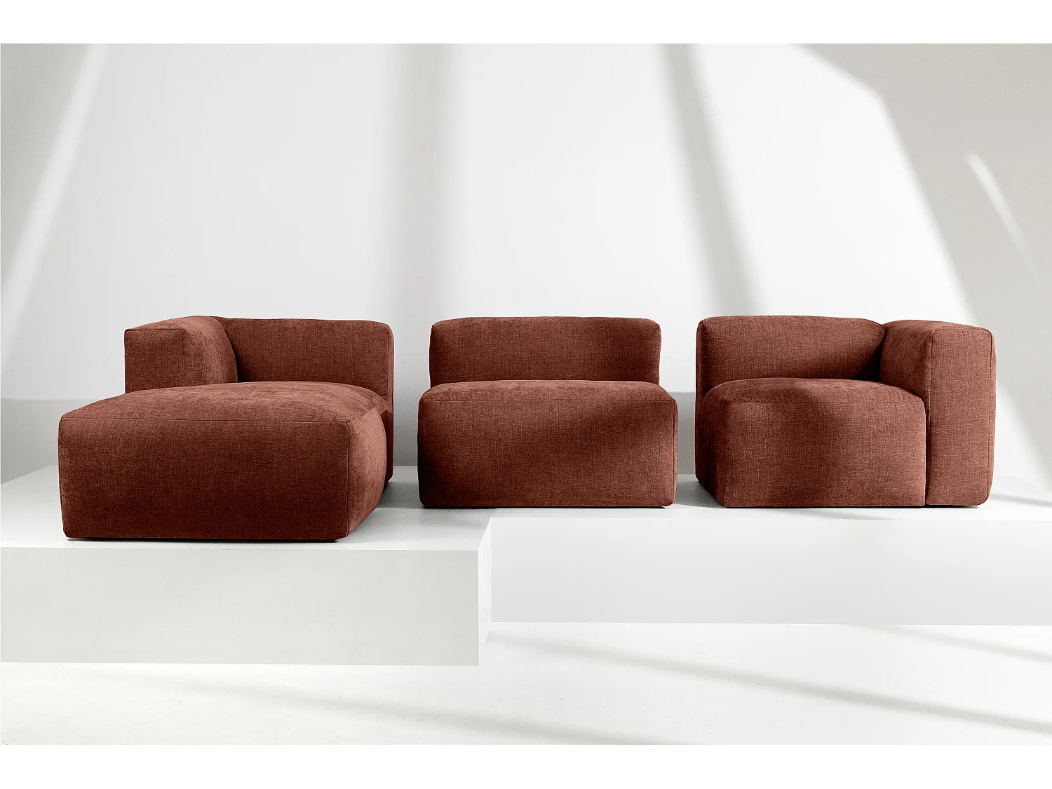 Ecksofa Links mit extrem weicher und bequemer Sitz - orange - BUFFO