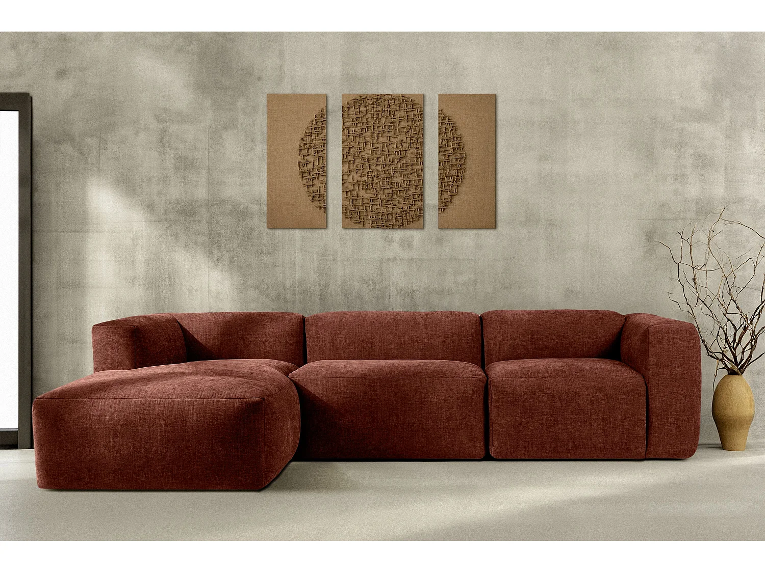 Ecksofa Links mit extrem weicher und bequemer Sitz - orange - BUFFO