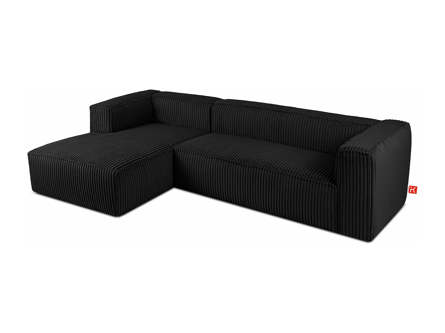 Modernes Ecksofa Links aus breitem Cordstoff - schwarz - FEROX
