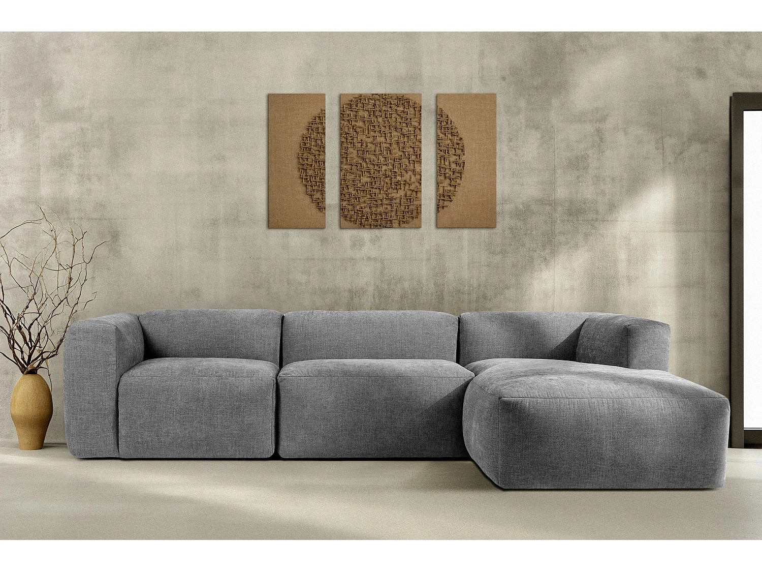 Ecksofa Rechts mit extrem weicher und bequemer Sitz - hellgrau - BUFFO