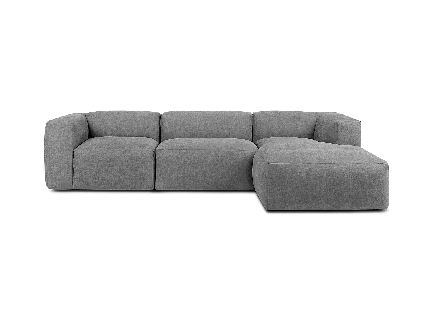 Canapé d'angle droit avec assise extrêmement moelleuse et confortable - gris clair - BUFFO