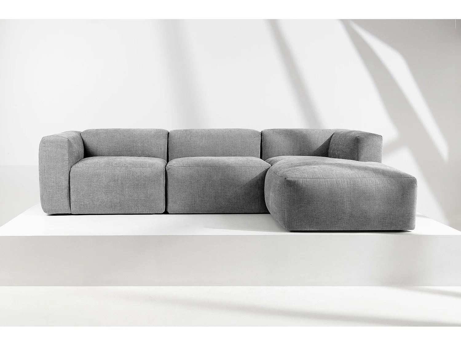 Ecksofa Rechts mit extrem weicher und bequemer Sitz - hellgrau - BUFFO