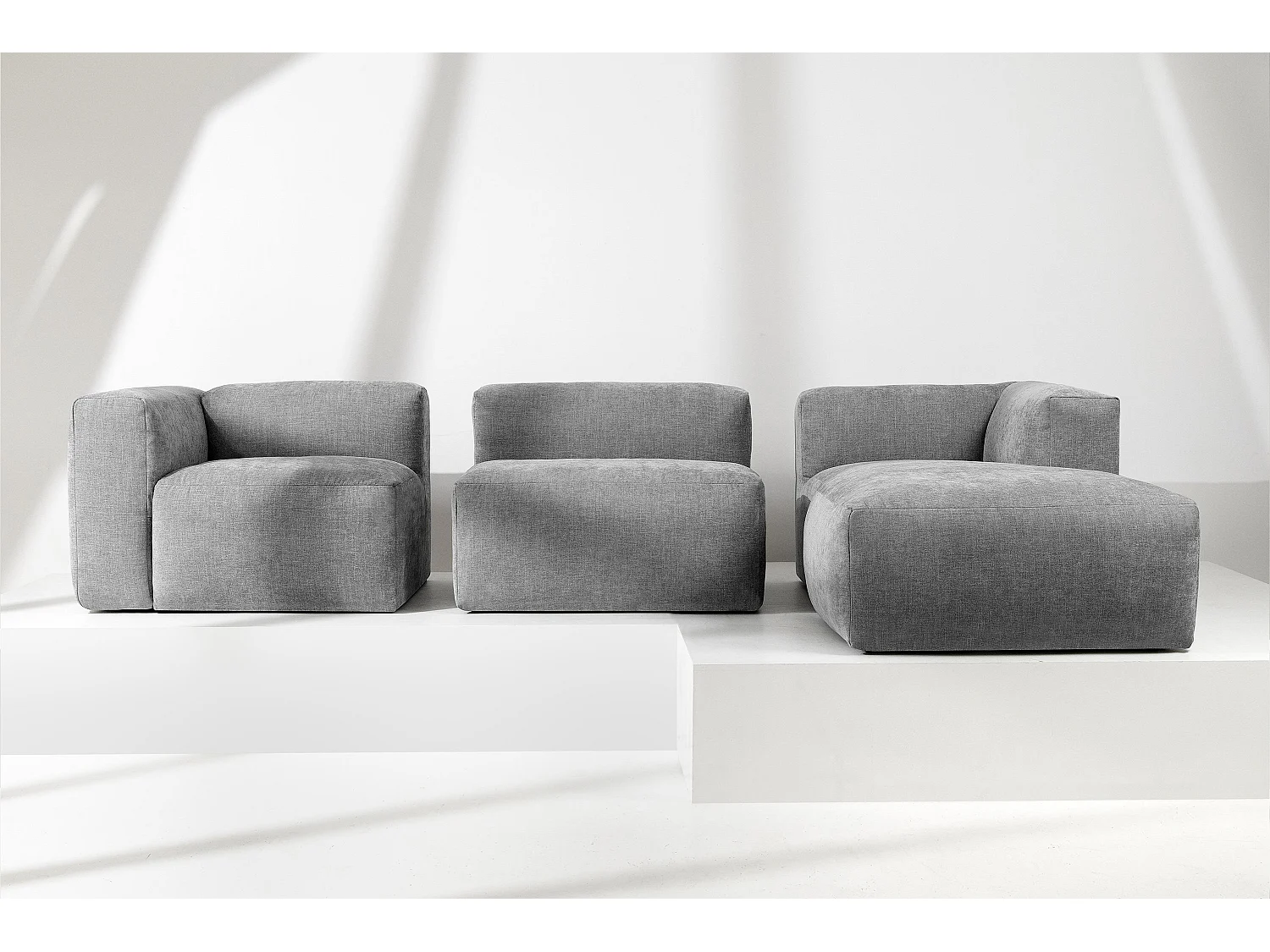 Ecksofa Rechts mit extrem weicher und bequemer Sitz - hellgrau - BUFFO