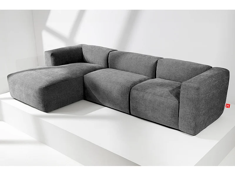 Ecksofa Links mit extrem weicher und bequemer Sitz - grau - BUFFO