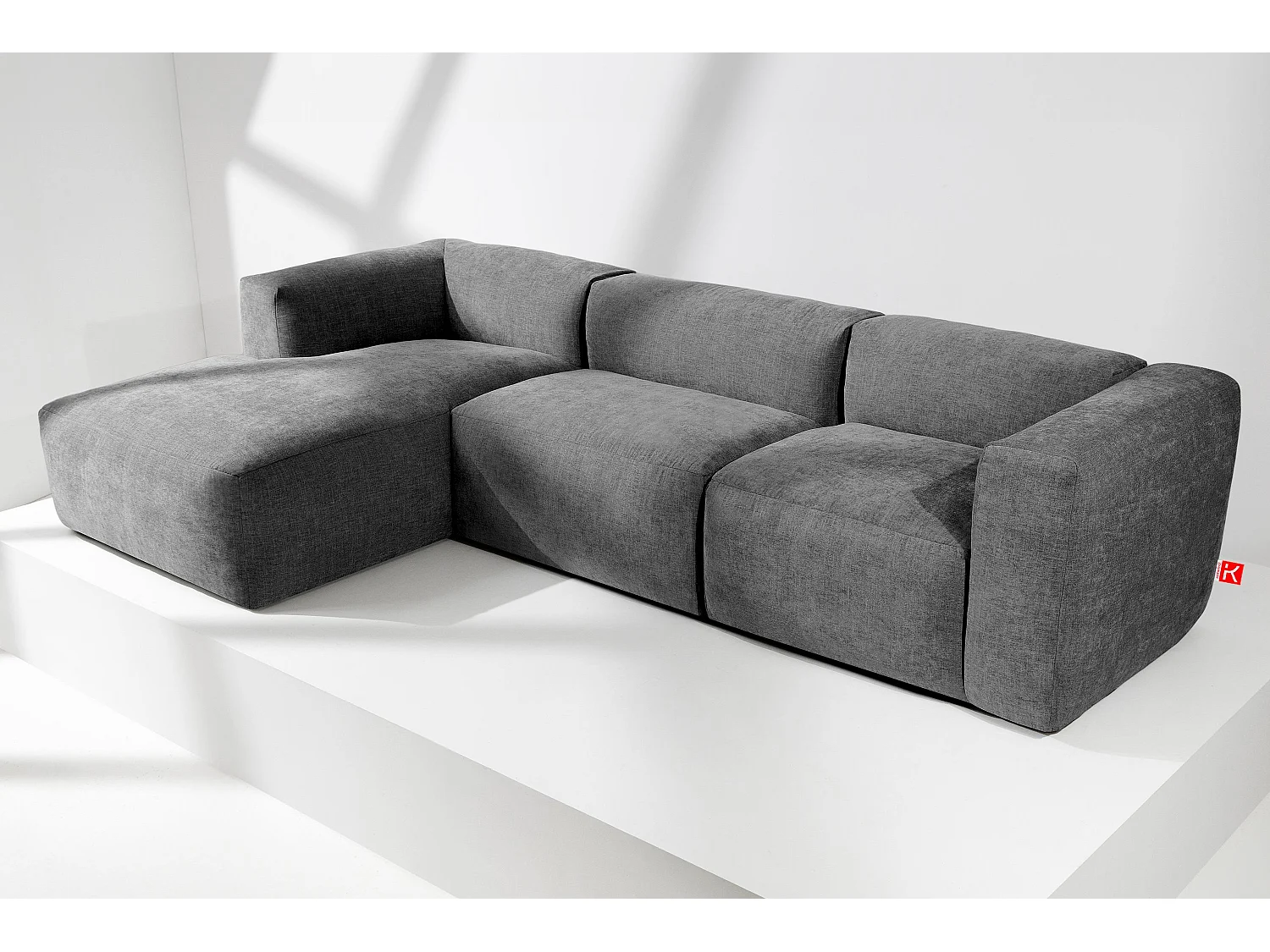 Ecksofa Links mit extrem weicher und bequemer Sitz - grau - BUFFO