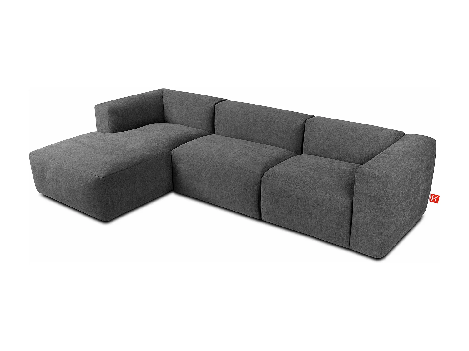 Ecksofa Links mit extrem weicher und bequemer Sitz - grau - BUFFO