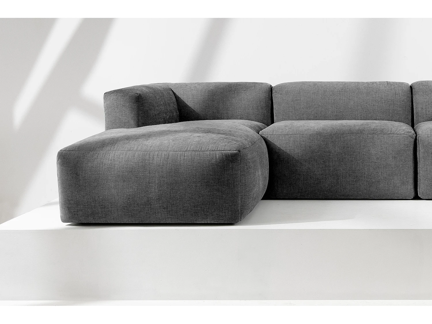 Ecksofa Links mit extrem weicher und bequemer Sitz - grau - BUFFO