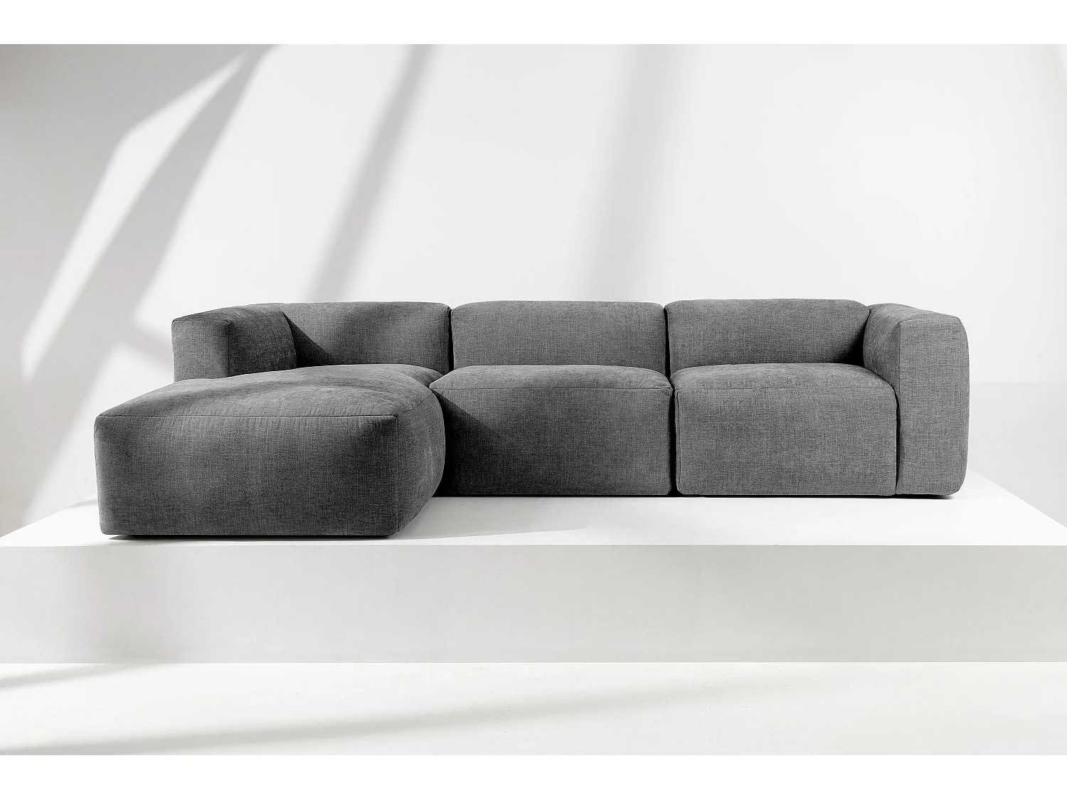 Ecksofa Links mit extrem weicher und bequemer Sitz - grau - BUFFO