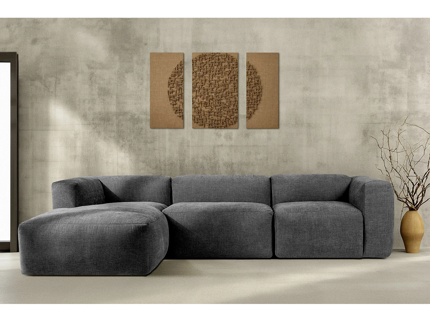 Ecksofa Links mit extrem weicher und bequemer Sitz - grau - BUFFO