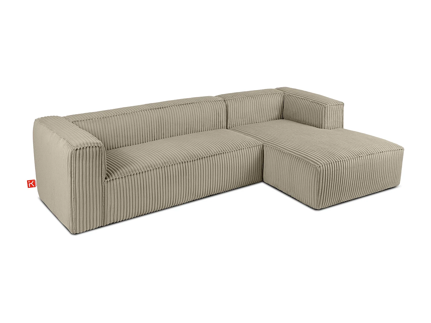 Modernes Ecksofa Rechts aus breitem Cordstoff - beige - FEROX