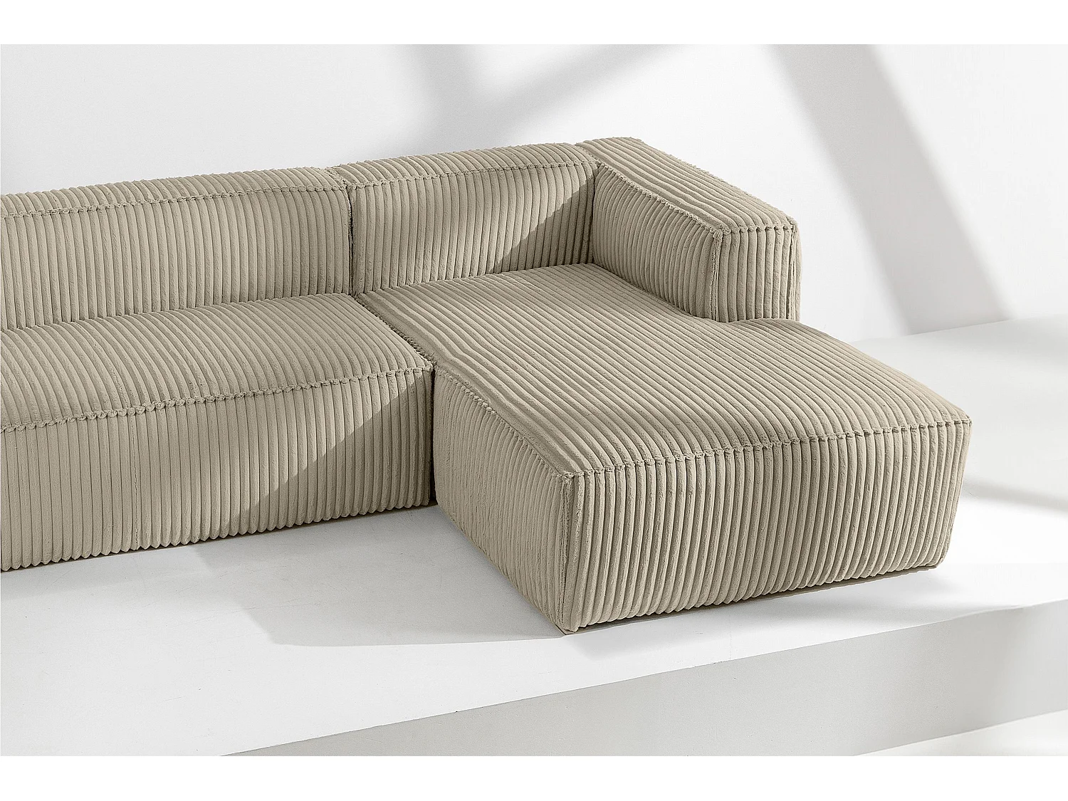Modernes Ecksofa Rechts aus breitem Cordstoff - beige - FEROX