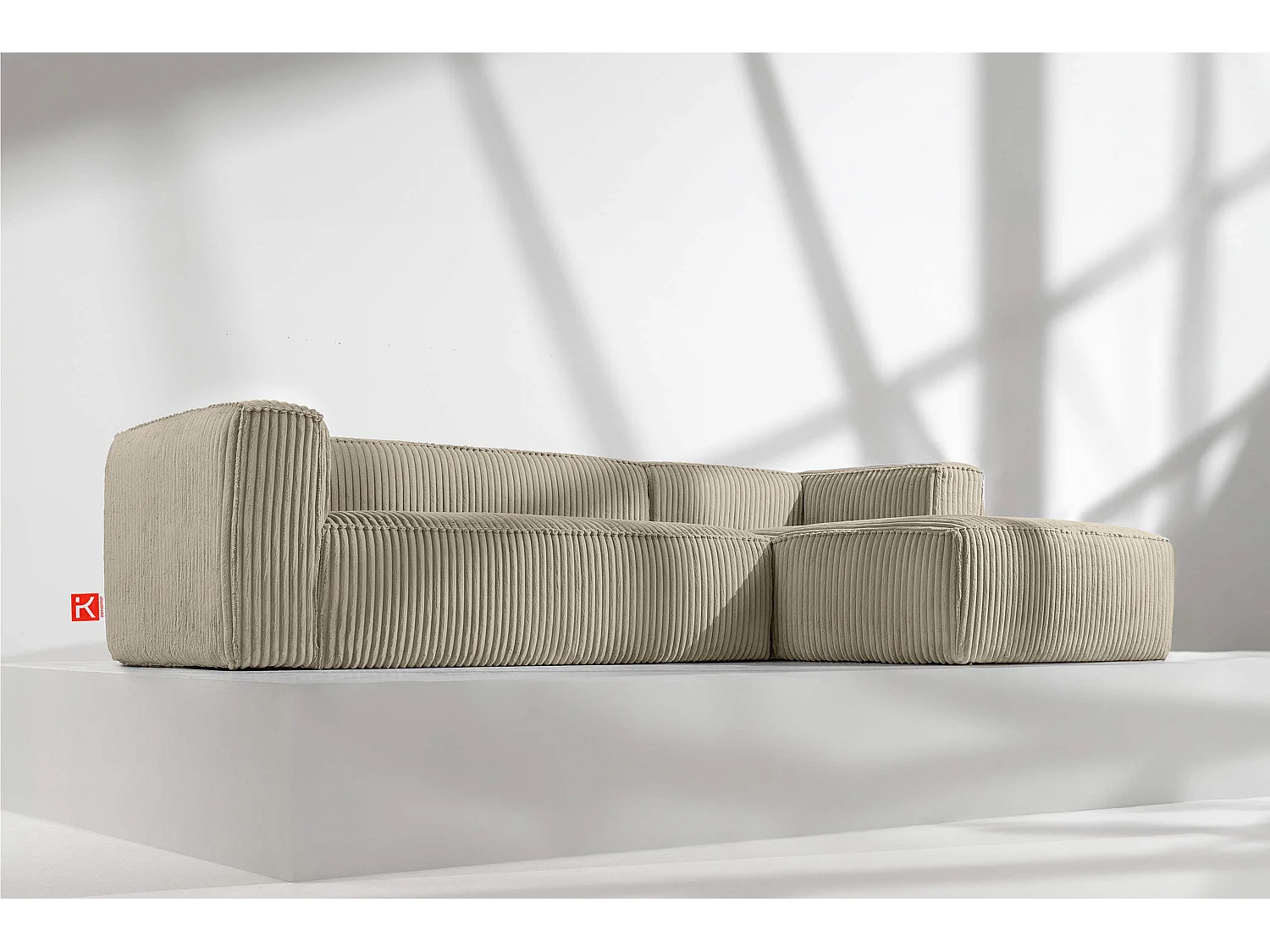 Modernes Ecksofa Rechts aus breitem Cordstoff - beige - FEROX