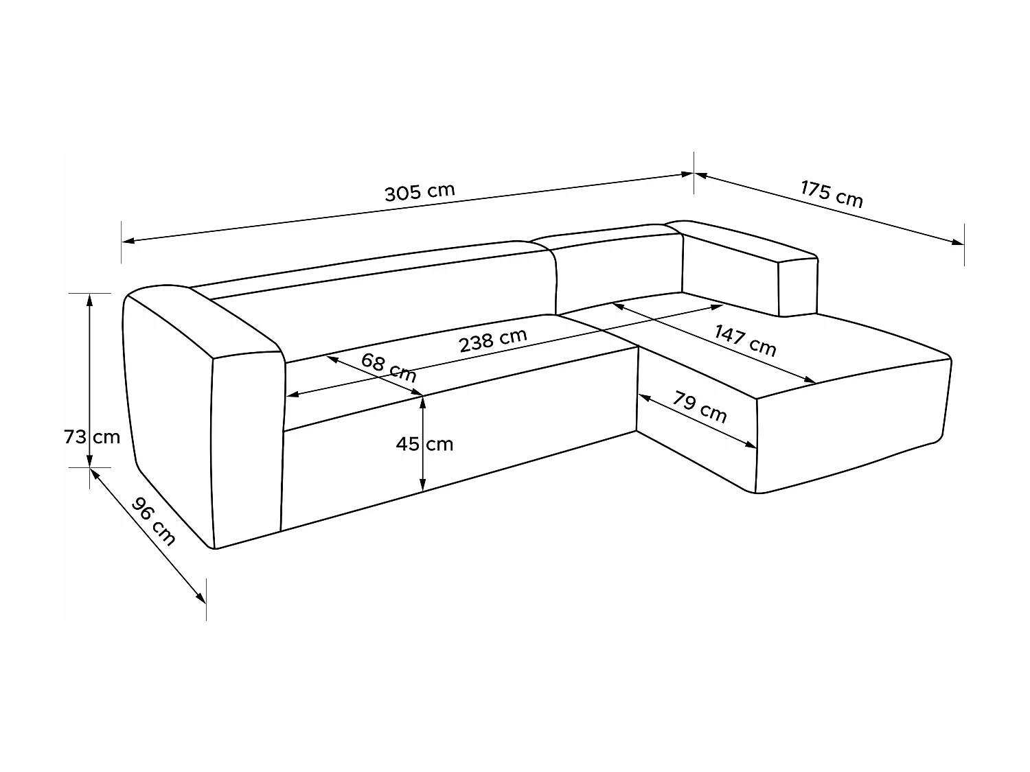 Modernes Ecksofa Rechts aus breitem Cordstoff - beige - FEROX