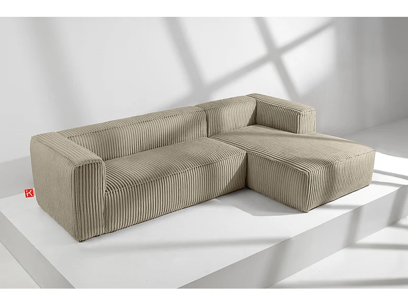 Modernes Ecksofa Rechts aus breitem Cordstoff - beige - FEROX