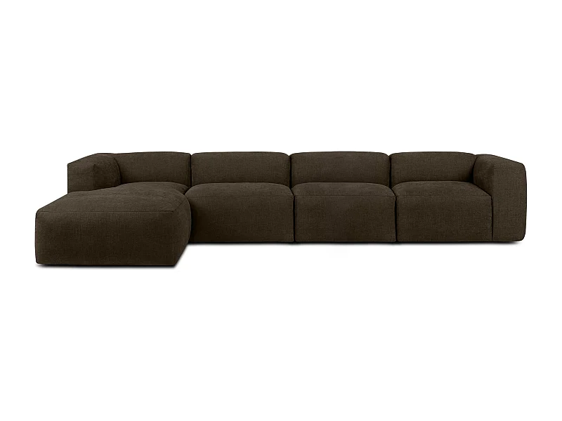 Ecksofa Links 6-Sitzer mit extrem weicher und bequemer Sitz - braun - BUFFO