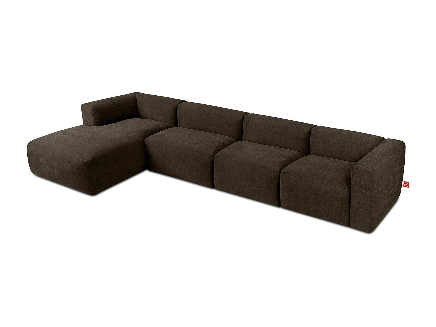 Ecksofa Links 6-Sitzer mit extrem weicher und bequemer Sitz - braun - BUFFO