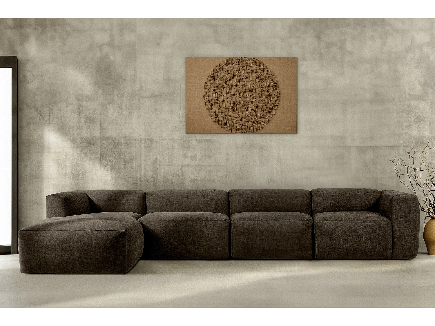 Ecksofa Links 6-Sitzer mit extrem weicher und bequemer Sitz - braun - BUFFO