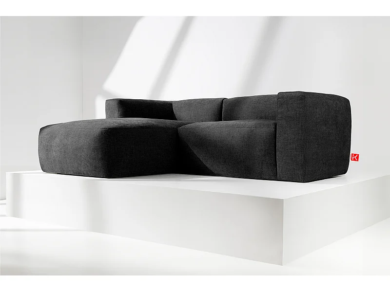 Ecksofa Links 3/4 Sitzer mit extrem weicher und bequemer Sitz - grau - BUFFO