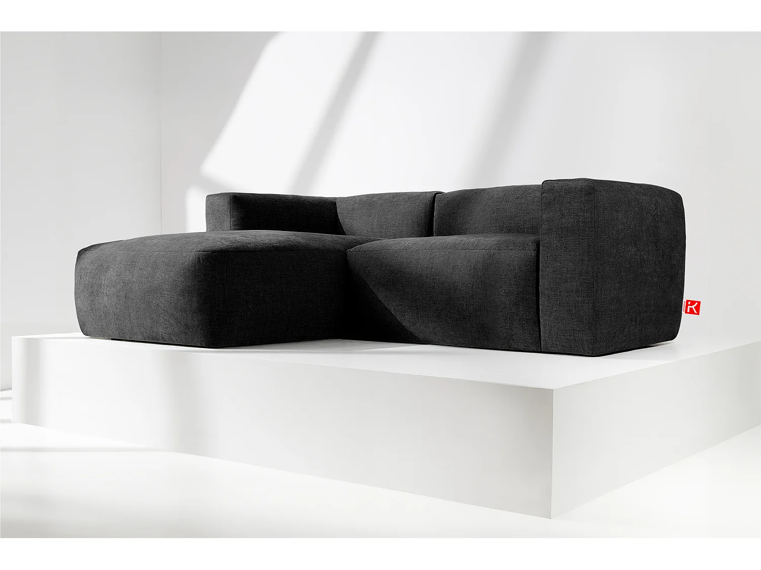 Ecksofa Links 3/4 Sitzer mit extrem weicher und bequemer Sitz - grau - BUFFO