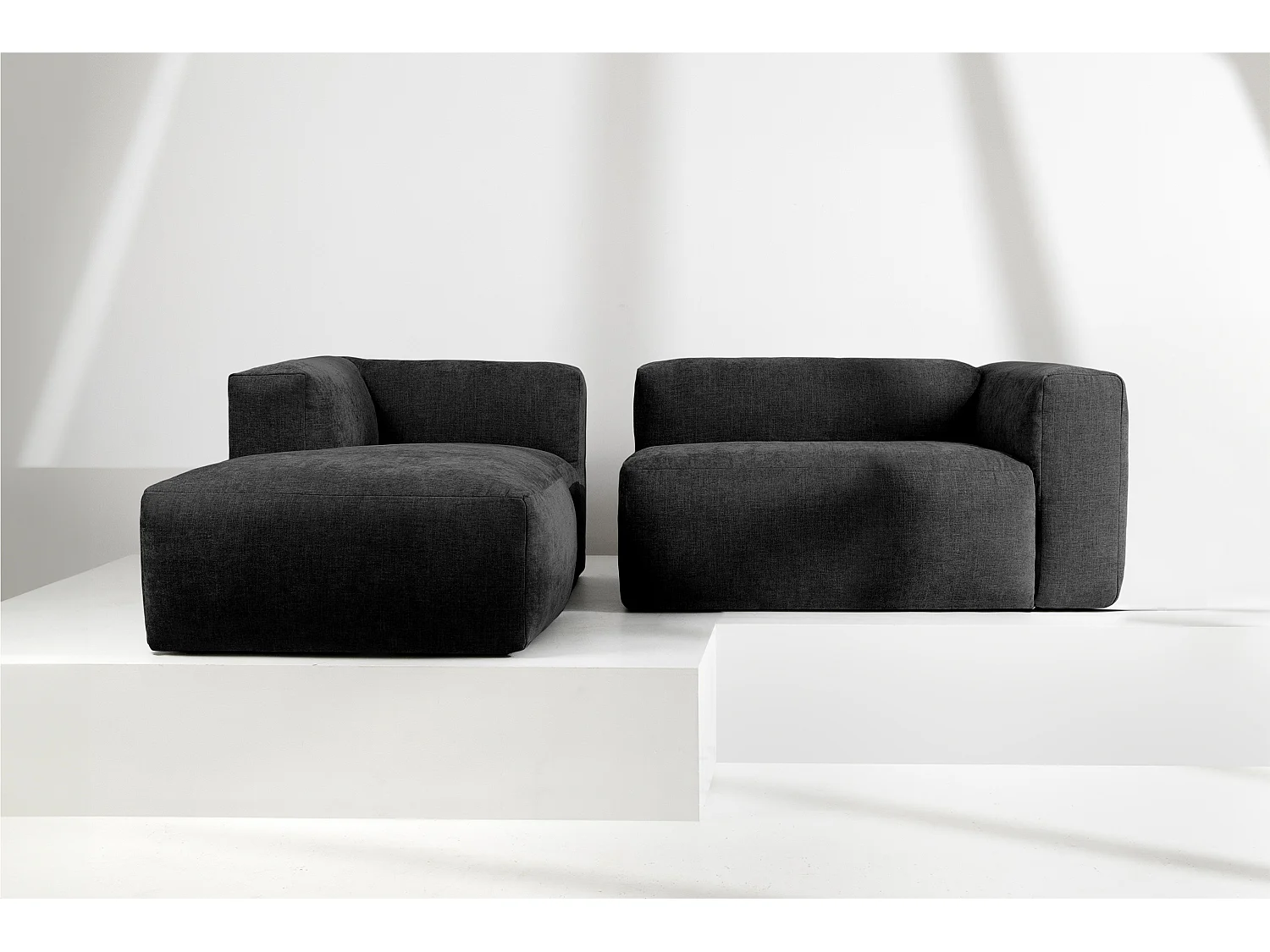 Ecksofa Links 3/4 Sitzer mit extrem weicher und bequemer Sitz - grau - BUFFO